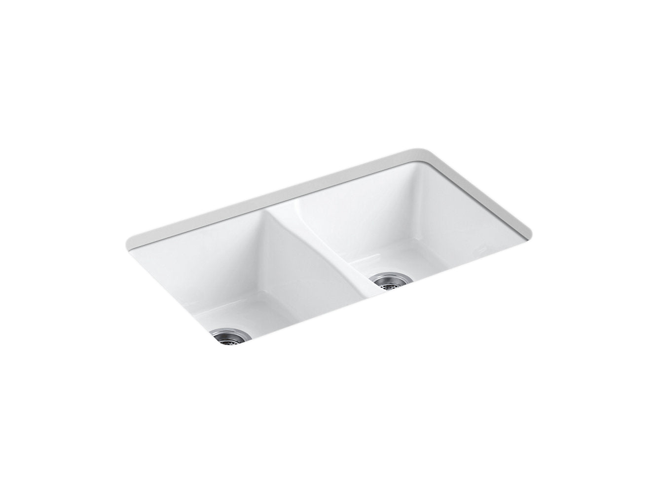 Kohler Deerfield 33" x 22" x 9-5/8" Undermount Double Equal Kitchen Sink - White