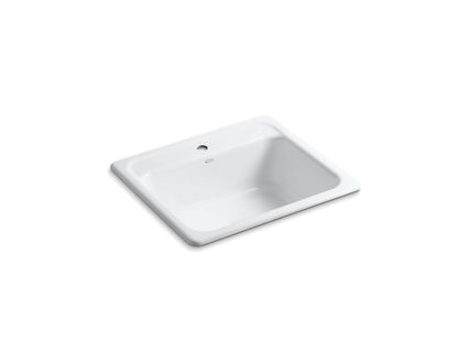 Kohler Mayfield 25" x 22" x 8-3/4" Top Mount Single Bowl Kitchen Sink With Single Faucet Hole - White