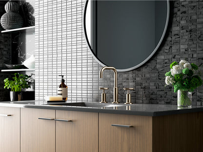 Kohler Purist Widespread Bathroom Sink Faucet With Low Cross Handles and Low Gooseneck Spout - Chrome