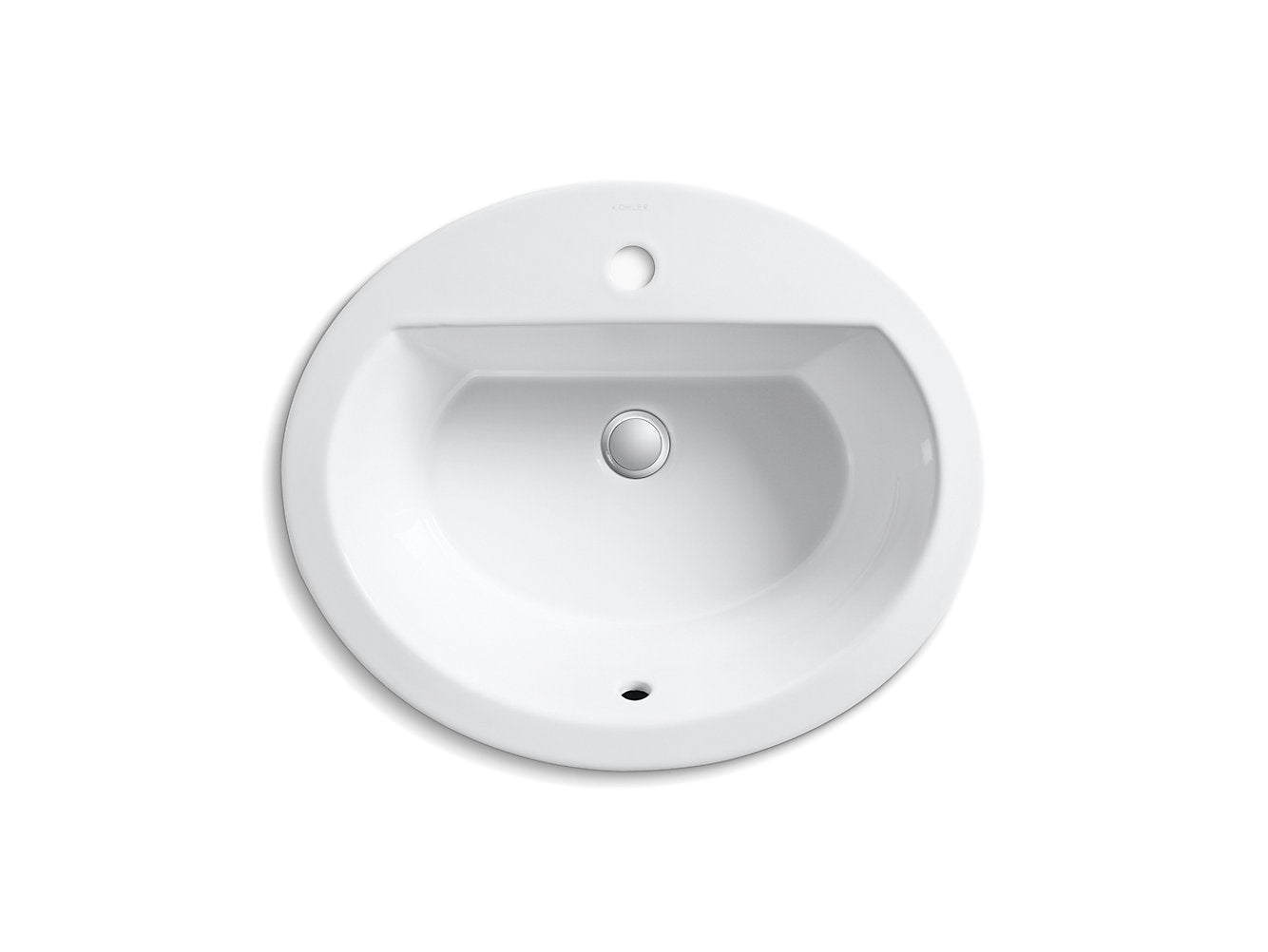 Kohler Bryant 20-1/8" x 16-1/2" Oval Drop-in Bathroom Sink With Single Faucet Hole - White