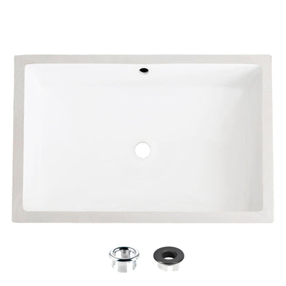 Stylish Voguish 24" x 16" Rectangular Undermount Ceramic Bathroom Sink with 2 Overflow Finishes P-208