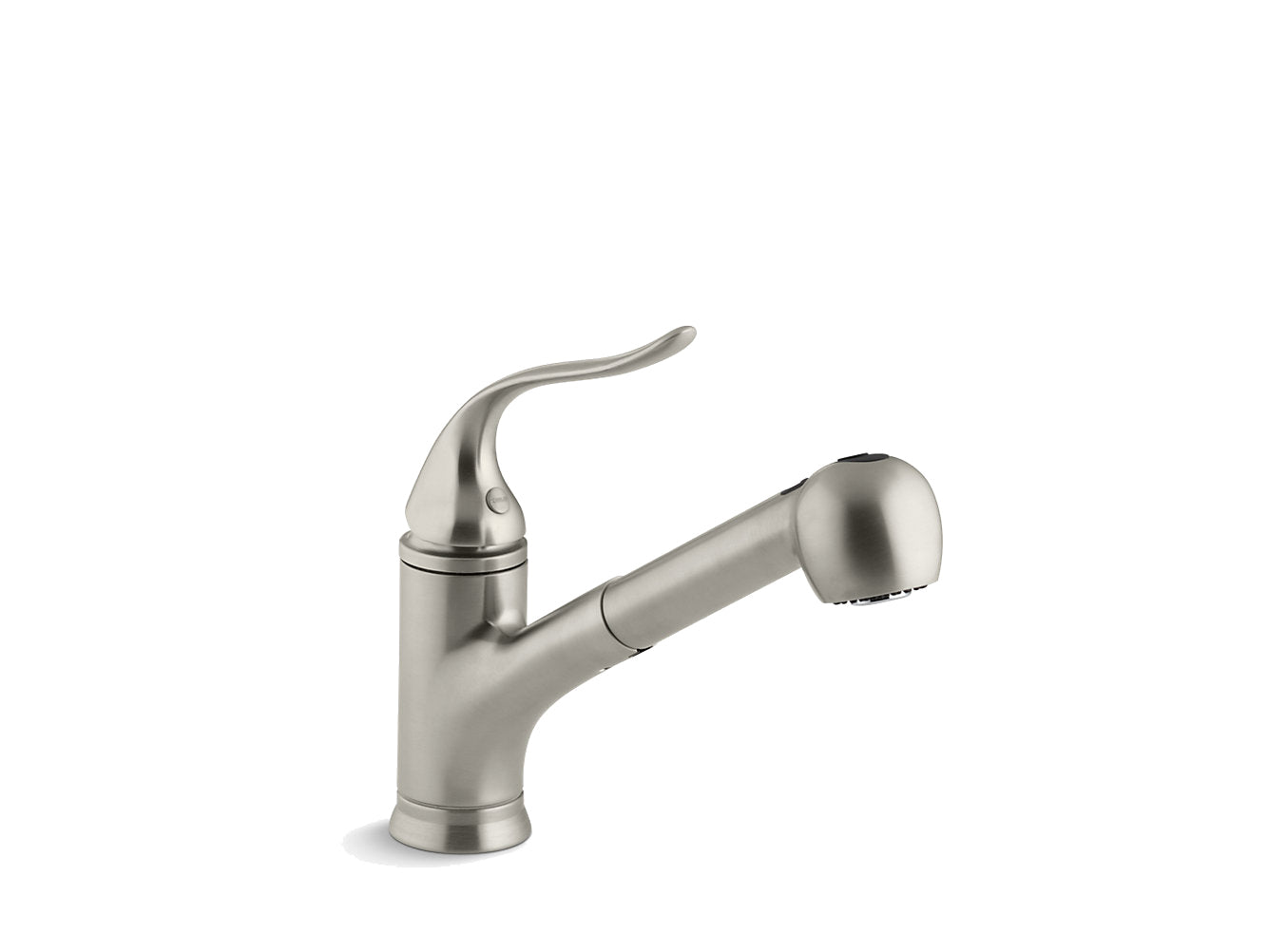 Kohler Coralais Single Hole or Three Hole Kitchen Sink Faucet With Pull Out Matching Color Sprayhead, 9" Spout Reach and Lever Handle- Vibrant Brushed Nickel