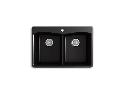Kohler Kennon 33" x 22" x 9-5/8" Neoroc Top Mount Undermount Double Equal Kitchen Sink - Matte Black