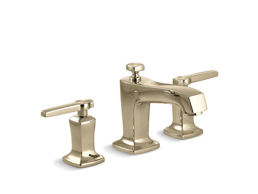 Kohler Margaux Widespread Bathroom Sink Faucet With Lever Handles - Vibrant French Gold