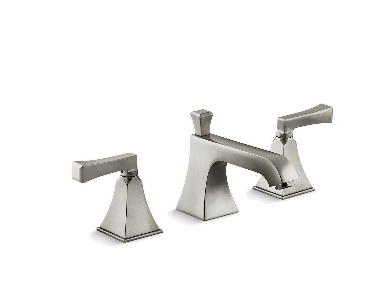 Kohler Memoirs Stately Widespread Bathroom Sink Faucet With Deco Lever Handles - Vibrant Brushed Nickel