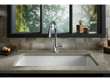 Kohler Iron/Tones 33" x 18-3/4" x 9-5/8" Top Mount Undermount Single Bowl Kitchen Sink- White