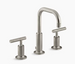 Kohler Purist Widespread Bathroom Sink Faucet With Low Lever Handles and Low Gooseneck Spout - Vibrant Brushed Nickel