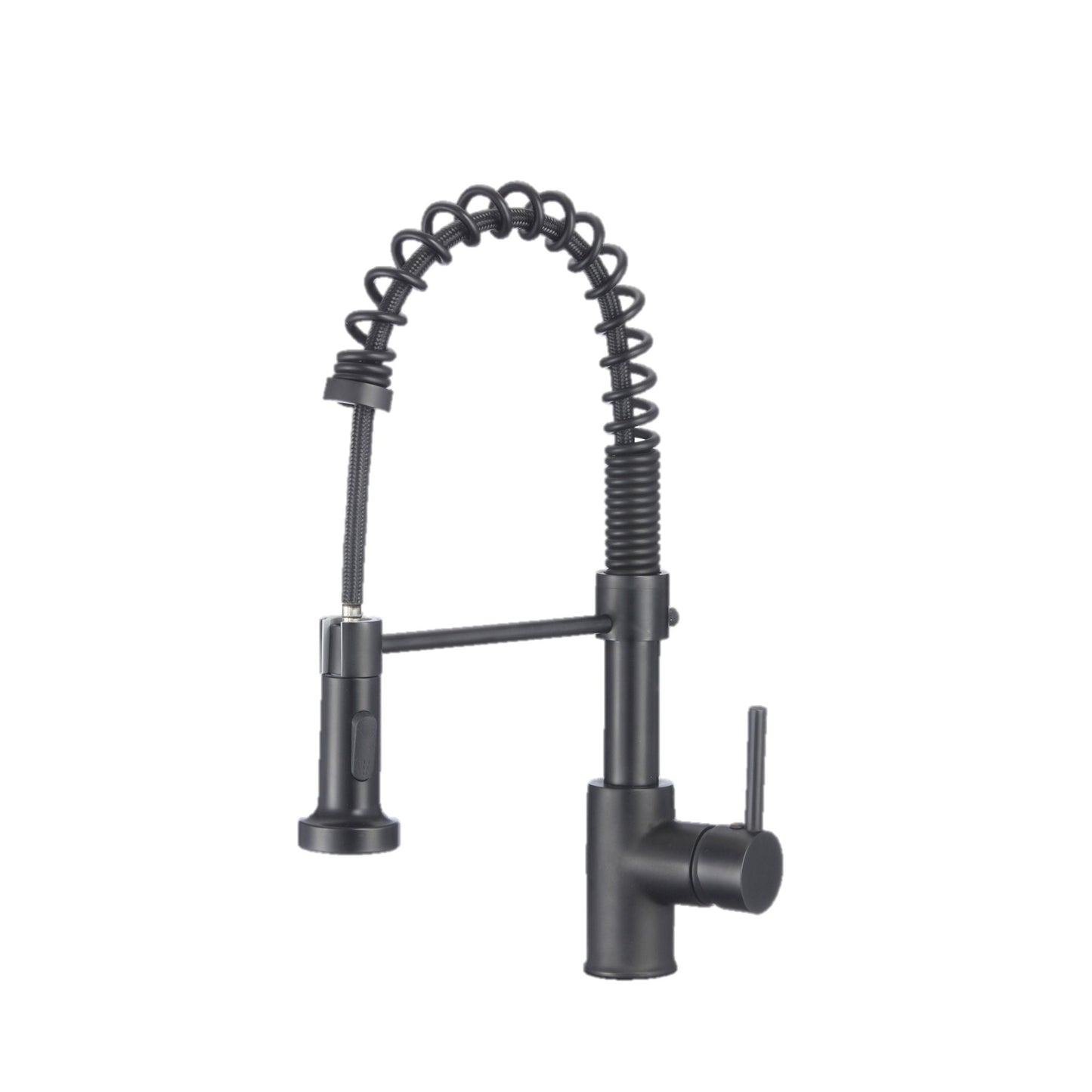 Stylish Milano 17.5" Kitchen Faucet Single Handle Pull Down Dual Mode Lead Free Matte Black Finish K-107N