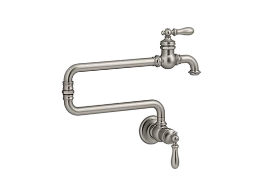 Kohler Artifacts Single Hole Wall Mount Pot Filler Kitchen Sink Faucet With 22" Extended Spout- Vibrant Stainless
