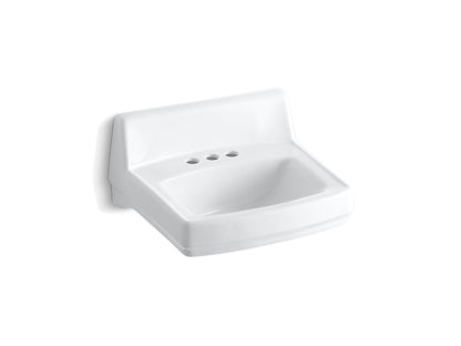 Kohler Greenwich 20-3/4" x 18-1/4" Wall Mount Concealed Arm Carrier Bathroom Sink With 4" Centerset Faucet Holes- White