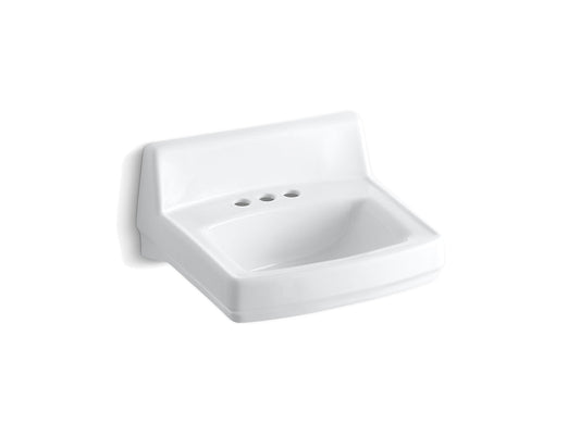 Kohler Greenwich 20-3/4" x 18-1/4" Wall Mount Concealed Arm Carrier Bathroom Sink With 4" Centerset Faucet Holes- White