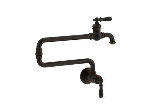 Kohler Artifacts Single Hole Wall Mount Pot Filler Kitchen Sink Faucet With 22" Extended Spout- Oil Rubbed Bronze