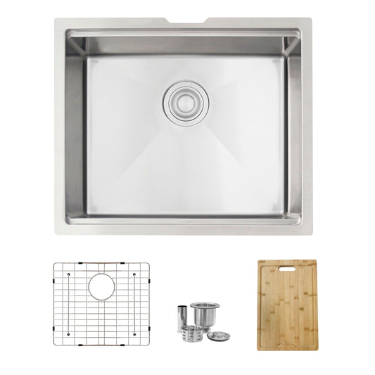 Stylish Versa22 22" x 19" Workstation Single Bowl Undermount 16 Gauge Stainless Steel Kitchen Sink with Built in Accessories S-622W