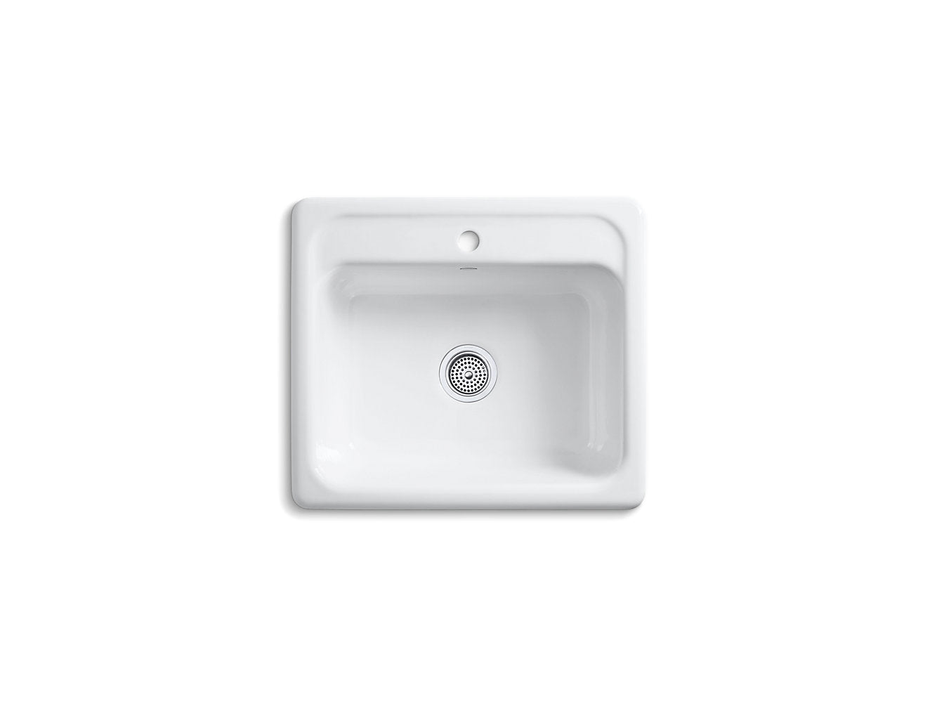 Kohler Mayfield 25" x 22" x 8-3/4" Top Mount Single Bowl Kitchen Sink With Single Faucet Hole - White