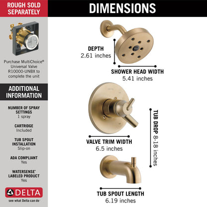 Delta TRINSIC Monitor 17 Series H2Okinetic Tub & Shower Trim -Champagne Bronze (Valve Sold Separately)