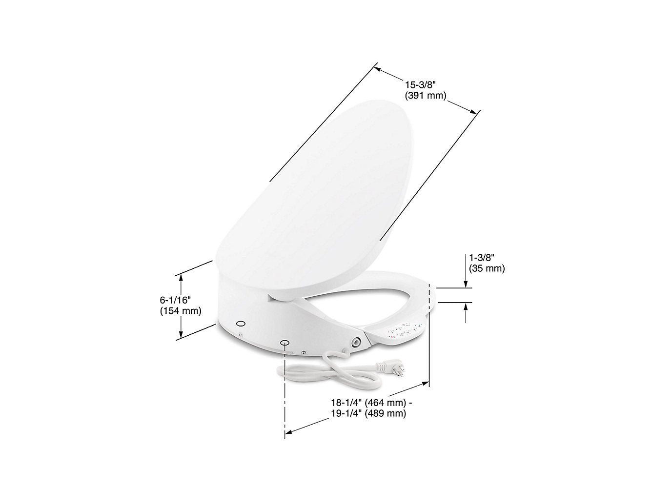 Kohler C3-230 Elongated Bidet Toilet Seat- White