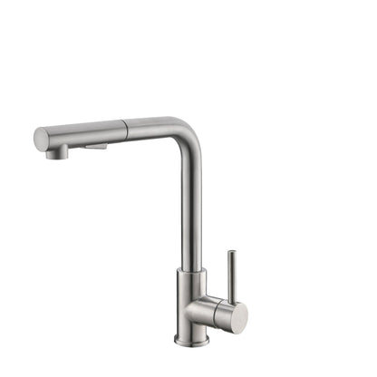 Stylish Venezia 12" Kitchen Faucet Single Handle Pull Down Dual Mode Stainless Steel, Brushed Finish K-130S