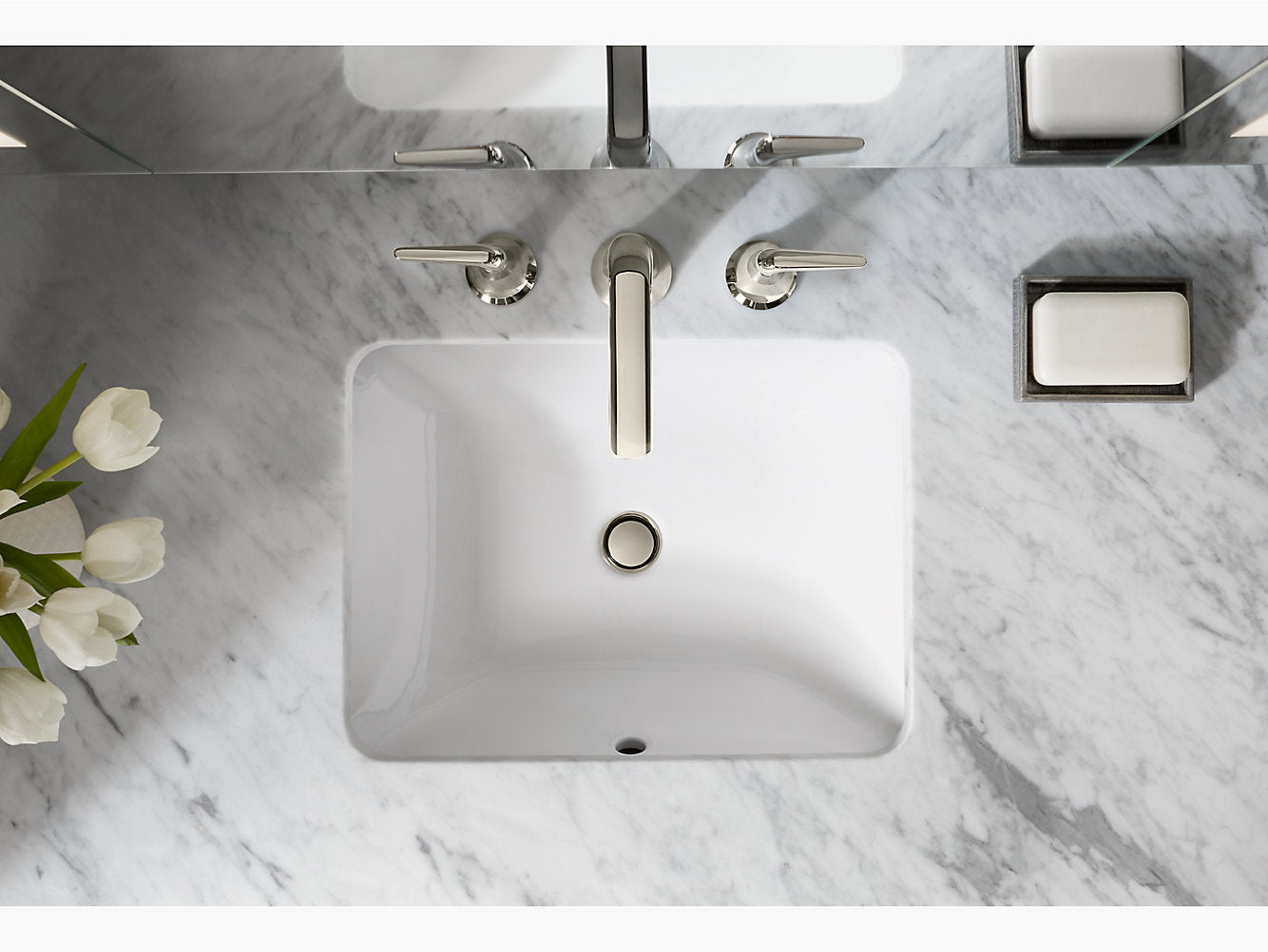 Kohler Caxton 20 ¼" x 15 ¹¹⁄₁₆" Rectangle Undermount Bathroom Sink - White