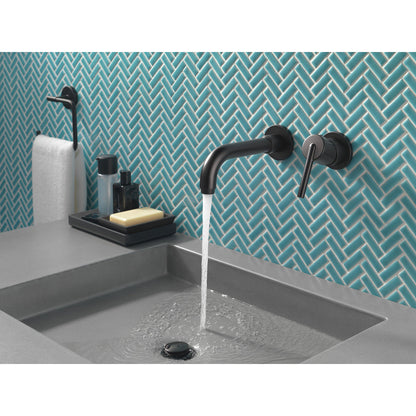 Delta TRINSIC Single Handle Wall Mount Bathroom Faucet Trim -Matte Black (Valves Sold Separately)