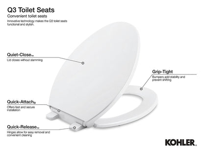 Kohler French Curve Quiet Close Elongated Toilet Seat - Biscuit