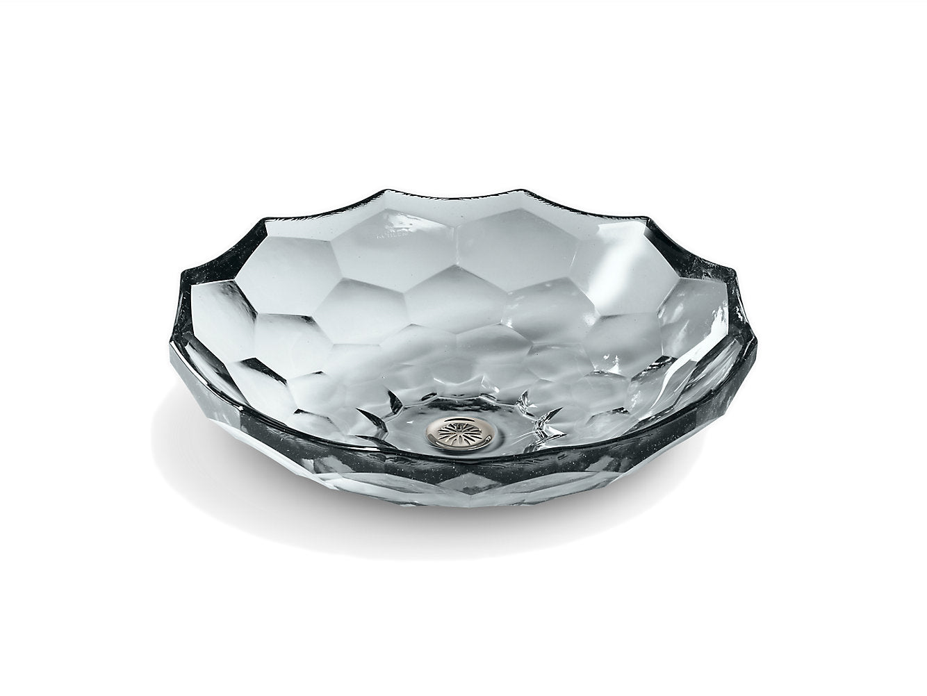 Kohler Briolette 17-1/2" Vessel Faceted Glass Bathroom Sink- Ice