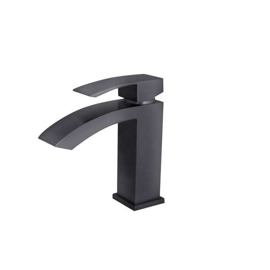 Stylish Sabana Single Handle 7" Bathroom Faucet for Single Hole Brass Basin Mixer Tap, Matte Black Finish B-109N