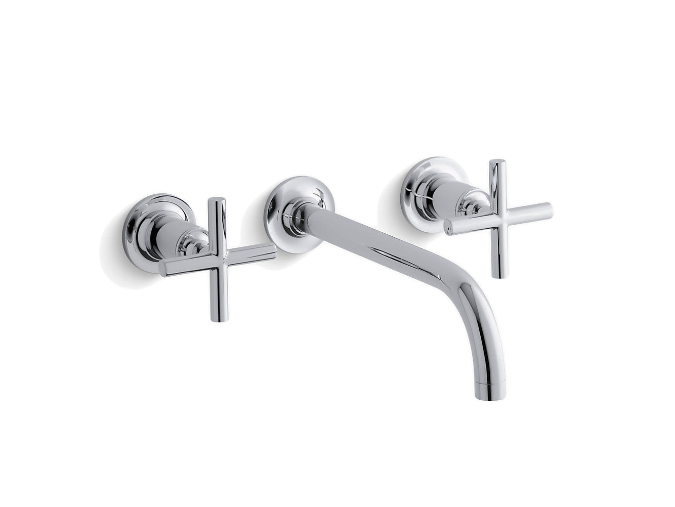Kohler Purist Wall Mount Bathroom Sink Faucet Trim With 9" 90-degree Angle Spout and Cross Handles Requires Valve - Chrome