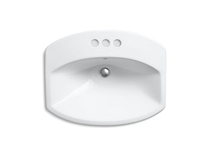 Kohler Cimarron 22 ¹¹⁄₁₆" x 17 ⅞" Drop-in Bathroom Sink With 4" Centerset Faucet Holes - White