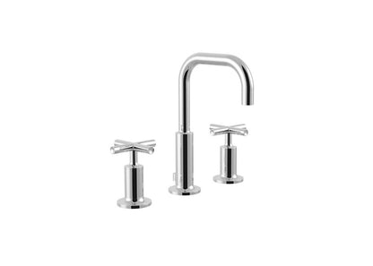 Kohler Purist Widespread Bathroom Sink Faucet With Low Cross Handles and Low Gooseneck Spout - Chrome