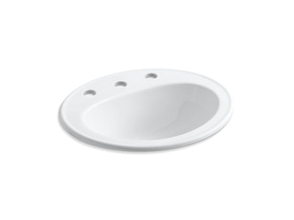Kohler Pennington 20-1/4" x 17-1/2" Drop-in Bathroom Sink With 8" Widespread Faucet Holes- White
