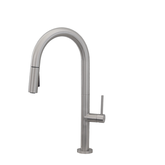 Stylish Catania 17.25" Kitchen Faucet Single Handle Pull Down Dual Mode Lead Free Brushed Nickel Finish K-141B