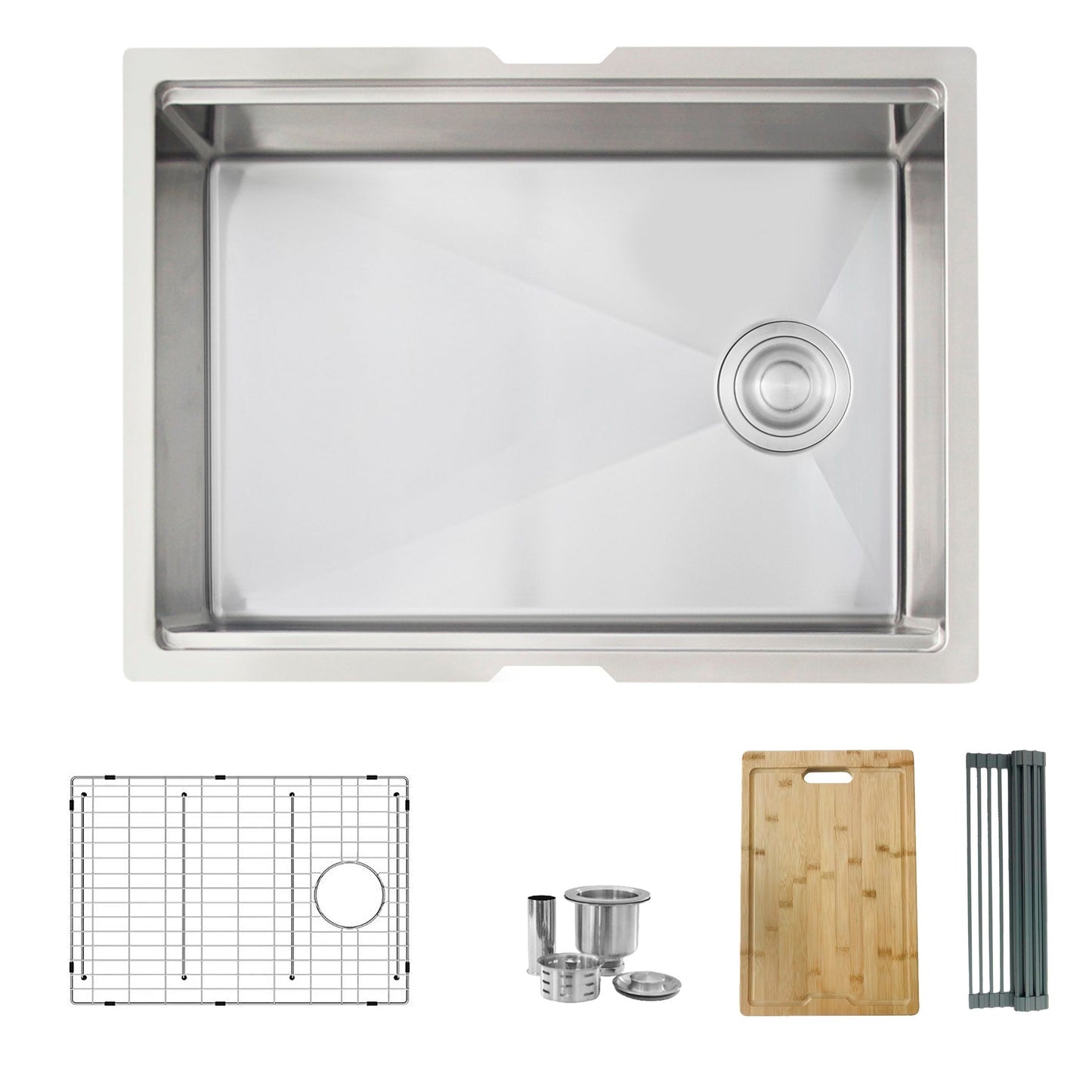 Stylish Versa25 25" x 19" Workstation Single Bowl Undermount 16 Gauge Stainless Steel Kitchen Sink with Built in Accessories S-612W