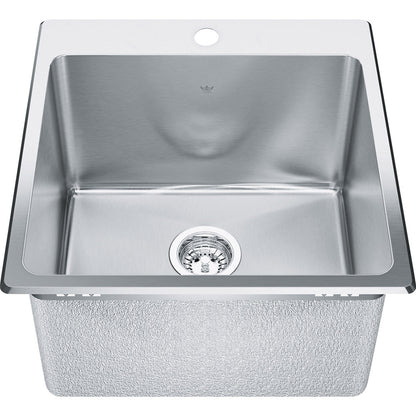 Kindred Steel Queen 20.13" x 20.56" 1-Hole Single Bowl Dual Mount Laundry Sink Stainless Steel