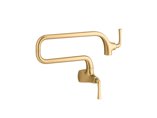 Kohler Graze 8" Wall Mount Pot Filler Faucet 13 3/16" Vibrant Brushed Moderne Brass