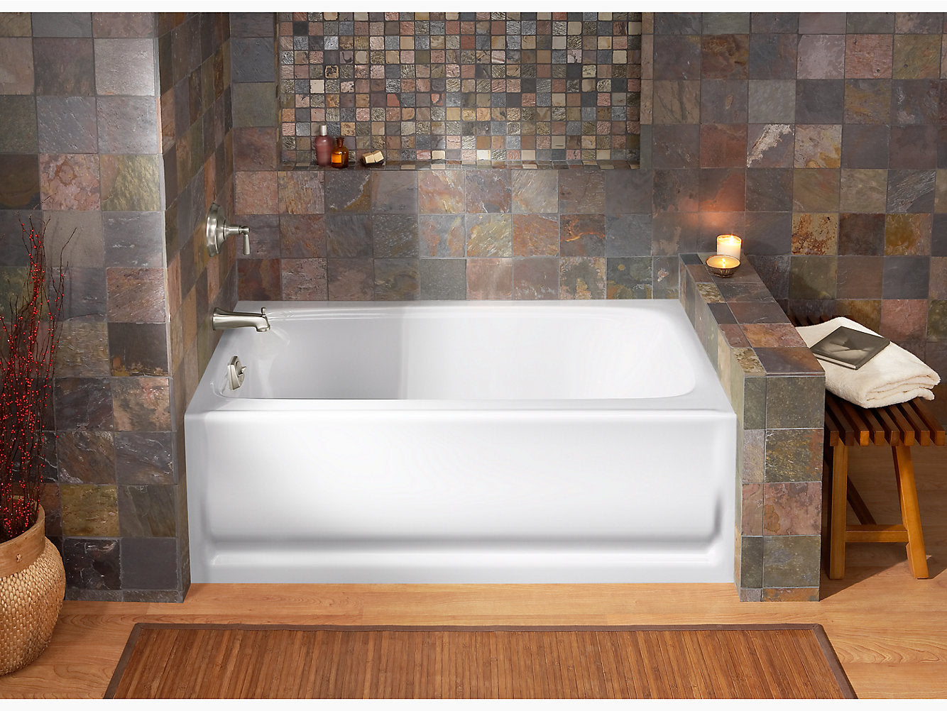 Kohler Bancroft 60" x 32" Alcove Bath With Integral Apron Integral Flange and Left Hand Drain- White