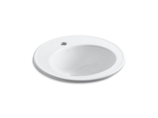 Kohler Brookline 19" Diameter Drop-in Bathroom Sink With Single Faucet Hole- White
