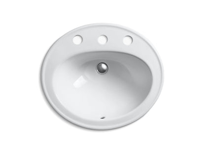 Kohler Pennington 20-1/4" x 17-1/2" Drop-in Bathroom Sink With 8" Widespread Faucet Holes- White