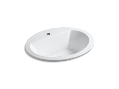 Kohler Bryant 20-1/8" x 16-1/2" Oval Drop-in Bathroom Sink With Single Faucet Hole - White