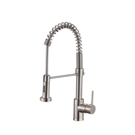 Stylish Milano 17.5" Kitchen Faucet Single Handle Pull Down Dual Mode Lead Free Brushed Nickel Finish K-107B