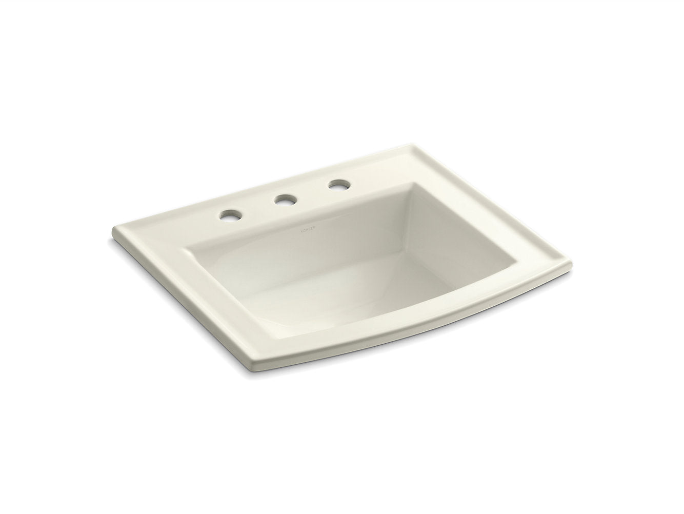Kohler Archer 22 ⅝" x 19 ⁷⁄₁₆" Drop-in Bathroom Sink With 8" Widespread Faucet Holes - Biscuit