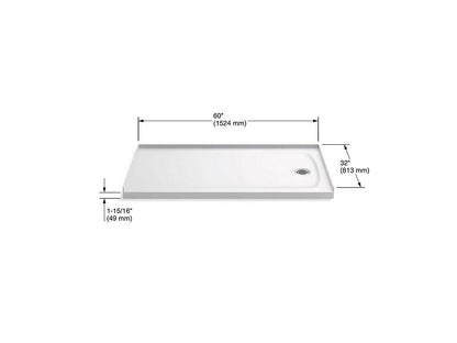 Kohler Ballast 60" x 32" Shower Base with Right Hand Drain- White