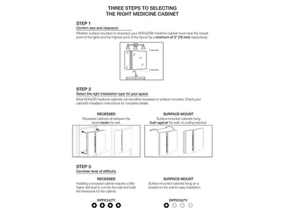 Kohler Catalan 20-1/8" W x 36-1/8" H Aluminum Single Door Medicine Cabinet With 107 Degree Hinge