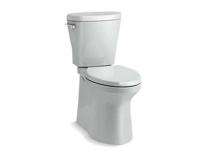 Kohler Betello Comfort Height two-piece elongated 1.28 gpf toilet skirted trapway, Revolution 360 swirl flushing technology and left-hand trip lever, seat not included