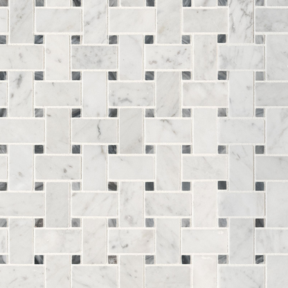MSI Backsplash and Wall Tile Carrara White Basketweave Pattern Honed 12" x 12"