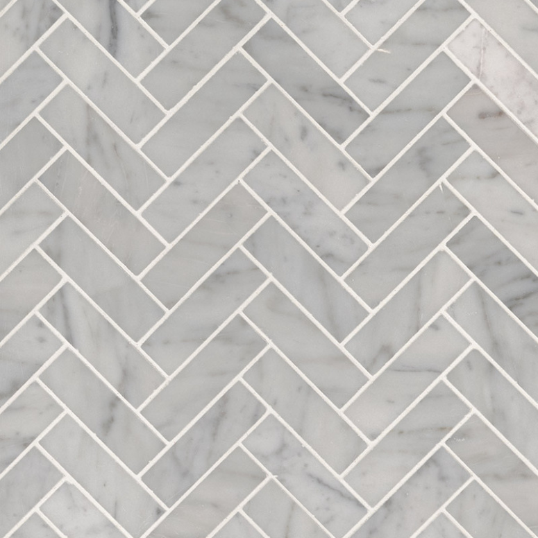 MSI Backsplash and Wall Tile Carrara White 1x3 Herringbone Polished Mosaic Tile 12" x 12"