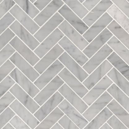 MSI Backsplash and Wall Tile Carrara White 1x3 Herringbone Polished Mosaic Tile 12" x 12"