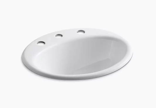Kohler Farmington Drop-in Bathroom Sink With 8" Widespread Faucet Holes