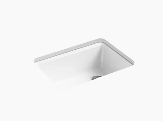 Kohler Riverby 27" X 22" X 9-5/8" Undermount Single-bowl Workstation Kitchen Sink With Accessories and 5 Oversized Faucet Holes - White