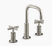 Kohler Purist Widespread Bathroom Sink Faucet With Low Cross Handles and Low Gooseneck Spout - Vibrant Brushed Nickel