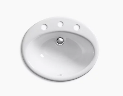Kohler Farmington Drop-in Bathroom Sink With 8" Widespread Faucet Holes